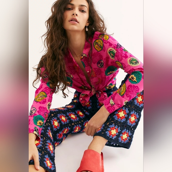 Scotch & Soda Tops - 💘 Rare Scotch & Soda Maison Scotch Pink Hawaiian Long Sleeve Oversize Button Up